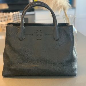 Tory Burch Black Pebbled leather Shoulder Bag